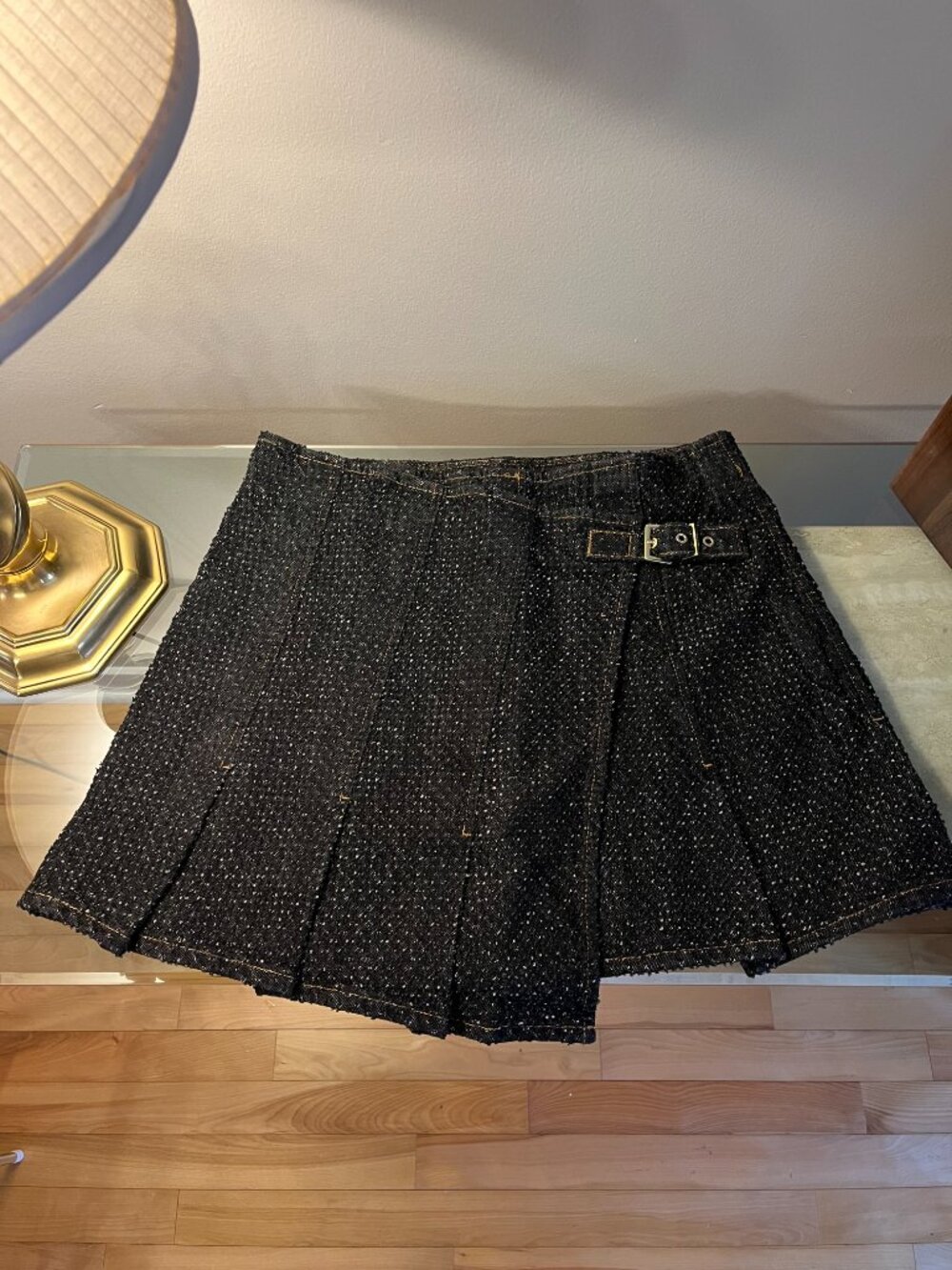 Ganni Fluffy Denim Wrap Mini Skirt